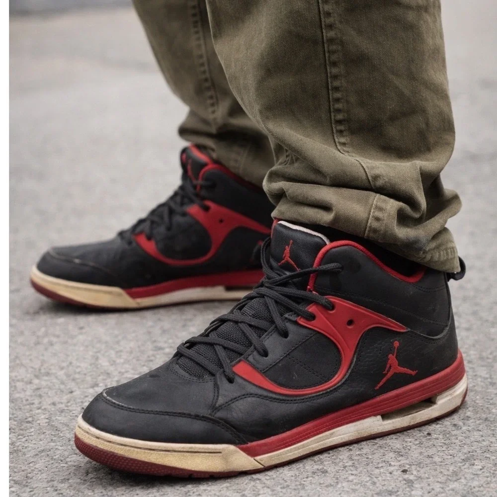 Nike Jordan Flight 45 Bred Black Red Sneakers‎ Mens 11 Retro Basketball Shoes